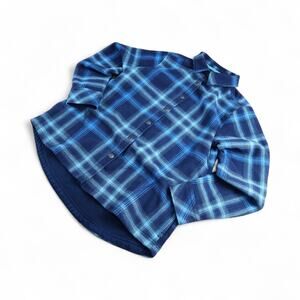 Orvis Flannel Snap Button Up Blue Nova Women's M